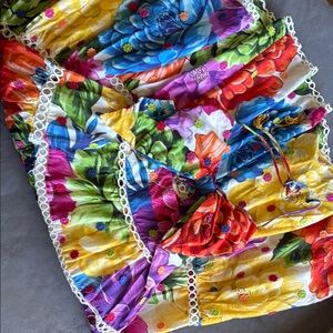 FARM Rio Multicolor Floral Dress with Lace Accents